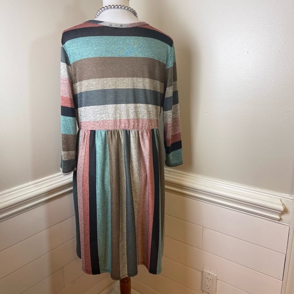 Egs by Eloges Variegated Striped Dress L FREE SHIP - Picture 3 of 5